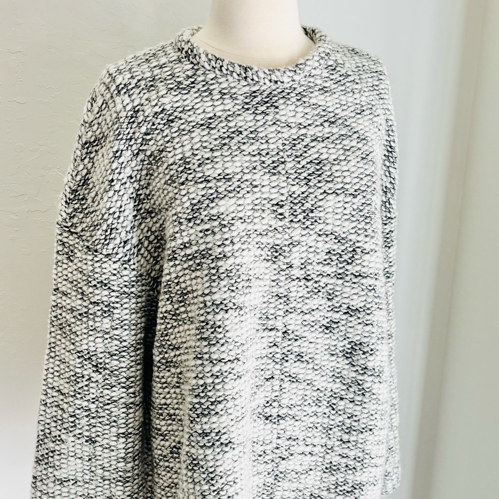 Helmut Lang Boucle Wool Blend Drop Shoulder Pullover Sweater, Gray Small - Picture 5 of 11